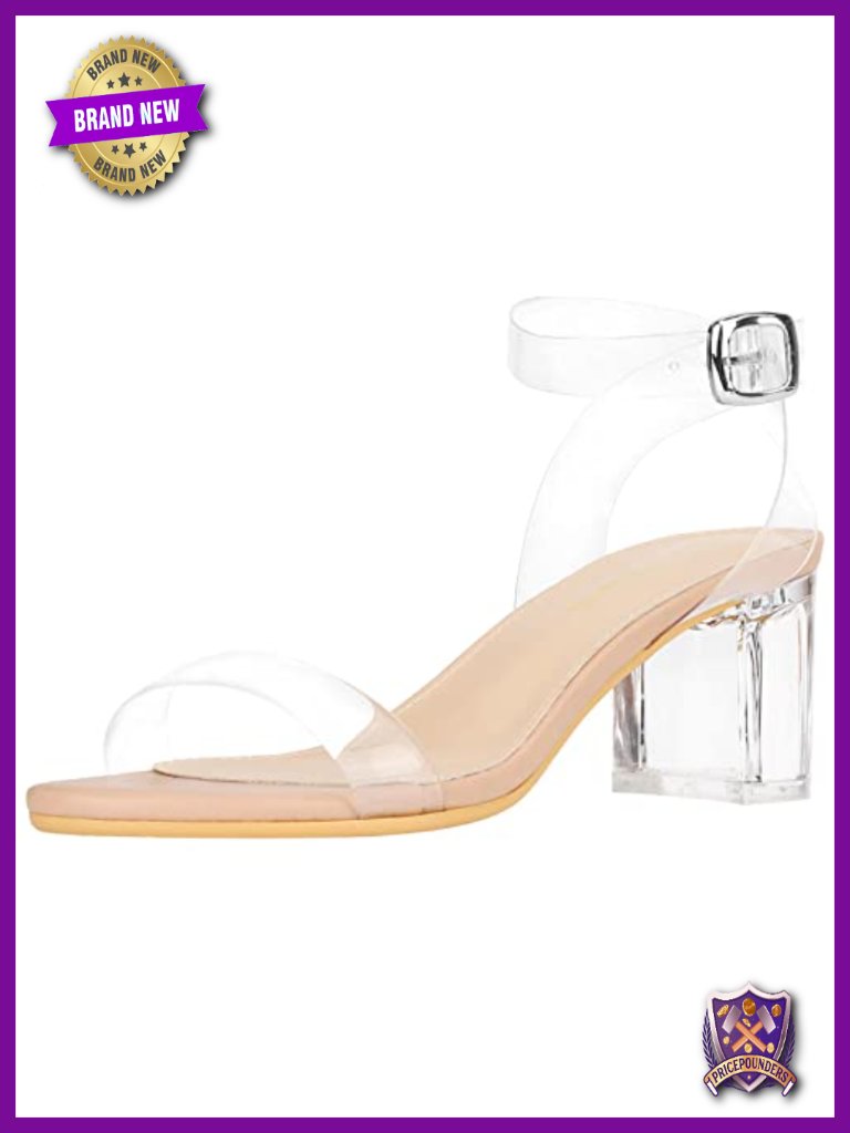 Strappy Clear Chunky Block Low Heeled Sandals 2 Inch Open Toe Ankle Strap Dress